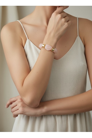Valmont Accessories Kadın Gold Renk Toz Pembe İri Kemik Taşlı Bileklik Valmont Accessories Kadın Gold Renk Toz Pembe İri Kemik Taşlı Bileklik