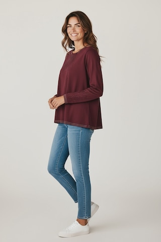 Kadın Yaka Ve Kol Ağzı Taşlı Etek Desenli Bluz Bordo