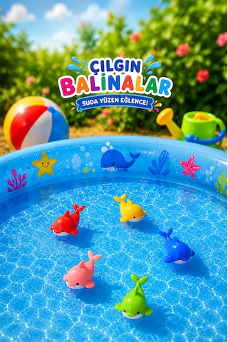 5 Adet Suda Yüzen Çılgın Balina Banyo Oyuncağı