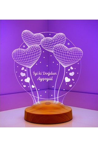 3D Led Lamba 3Boyutlu Balon Kalpler Küre Kişiye Özel Hediye