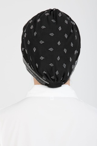 Taşlı Çapraz Geçmeli Taşlı Bone Sdfptgb1001 Siyah