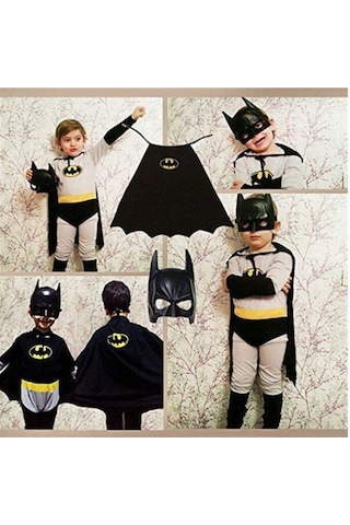 Batman Çocuk Kostümü Pelerinli Yarasa Adam Doğum Günü Kıyafeti Sü