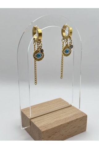 Arnes Jewelry Çelik Zirkon Taşlı Göz Sallantılı Küpe Ar189nes Gold