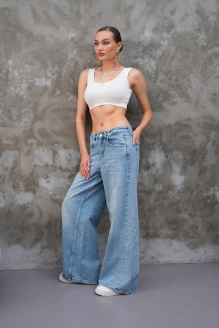 Cool Tarz Miami Mavi Straight Wide Kadın Jean Mavi Mavi