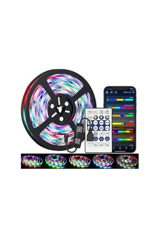Ulzyvf Uygulama Kontrollü Müzik Senkronlu Rgb Led Şerit - Oda & Parti Aydınlatma Işıkları