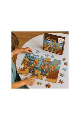 İnşaat Ekibi Mini Puzzle 40 Parça 3-7 Yaş Eğitici Çocuk Puzzle Yapboz