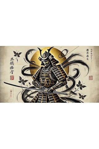 Ti-play Shogun Black 60x90cm Modern Samuray Pvc Çerçevesiz Tablo