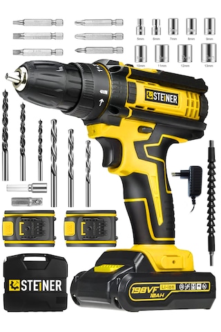 Steiner ST-198VF S Çift Akülü Darbeli Matkap Şarjlı Vidalama Sarı