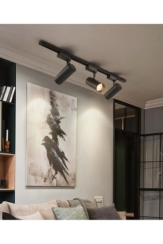 Alüminyum Gövde 30 Watt 4000 Kelvin Ilık Beyaz Ledli Çok Kaliteli Ray Spot , Led Armatür Ray Hariç Siyah