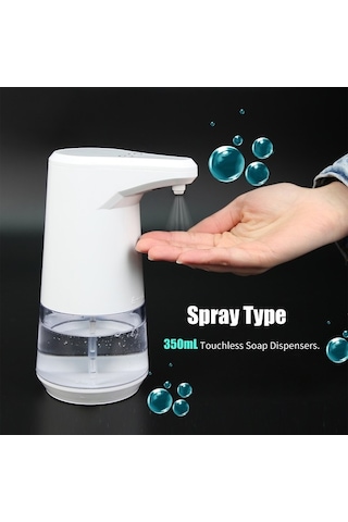 Dancemonkey Otomatik Sensörlü Beyaz 350ml El Dezenfektanı - Ev & Ofis Kullanımı Hijyen Püskürtmeli Dispanseri Beyaz