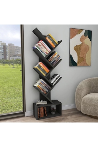 Reyo Home Enda Erine 8 Raflı Zikzak Kitaplık Antrasit