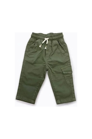 Erkek Bebek Bel Lastikli Dokuma Yeşil Pantolon-15321 Yeşil