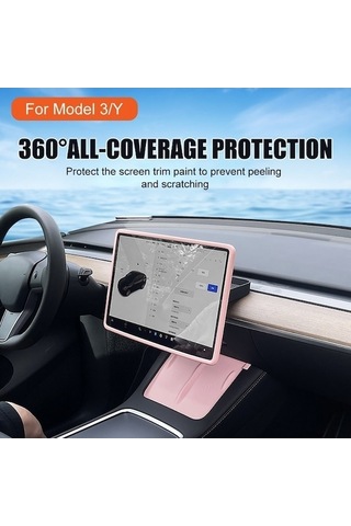 Flybuy Tesla Model3 Ekran Korumu Silikon Çerçeve Siyah, Tampon Kapak
