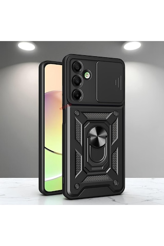 Samsung Galaxy A16 Kılıf Magnetik Standlı Sürgülü Kamera Korumalı Tpu Tank Kapak