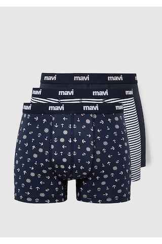 Mavi - 3Lü Baskılı Lacivert Boxer Seti 0911505-70490