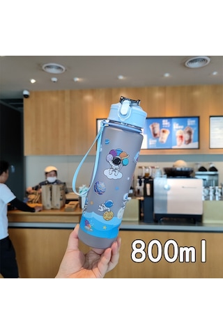 Yifomall Mavi Astronot Desenli Yazlık Mat Bardak: Tıklama Kapağı, Pipet, Taşıma Kordonu Ve Isı Saklama Özelliği İle Dayanıklı Pc Plastik Su Kabı Diğer