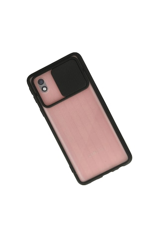 Newface - 612 - Samsung Galaxy Uyumlu A01 Core Kılıf Palm Buzlu Kamera Sürgülü Silikon - Csmo-tex - - Siyah