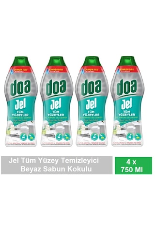 Doa Jel Tüm Yüzey Beyaz Sabun Kokulu Yüzey Temizleyici 750 Ml X 4 Adet 4'lü Set