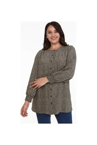 Düğme Detaylı Gipeli Tunik-haki Haki