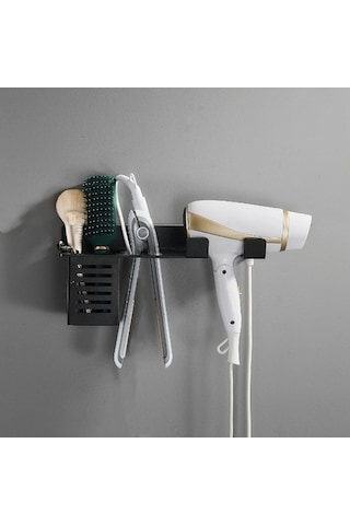 Wondernest Saç Kurutma Rafı, Duvara Monte Makinesi Lichen Depolama Banyo Ab Siyah