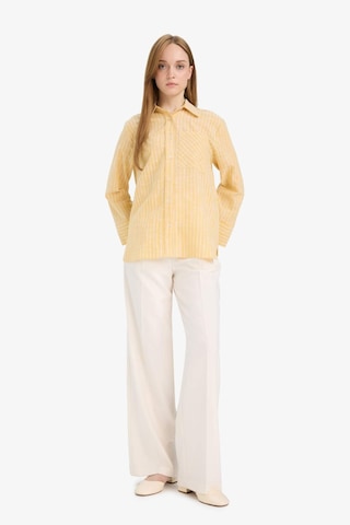 Defacto Relax Fit Çizgili Flamlı Pamuk Uzun Kollu Gömlek Tunik F6314ax25smyl508 Sarı