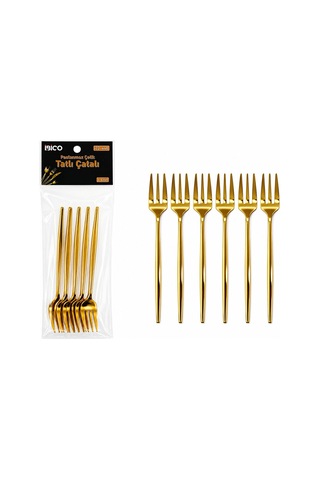 İbico İ22-440 Tatlı Çatal Seti 13cm 6 Adet Gold - 10'li Paket Diğer