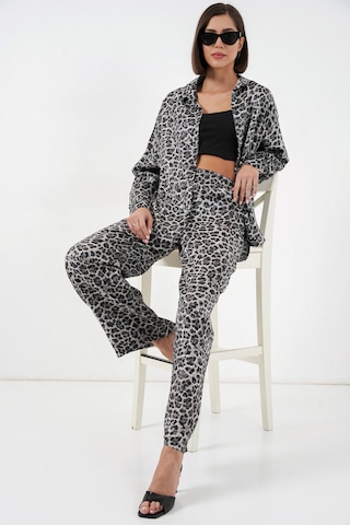 Bigdart 6699 Leopar Desenli Alt Üst Takım - Antrasit