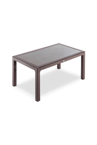 Novussi Liverno Rattan KAHVE Masa Takımı 90*150 Camlı Masa 6 Adet Kahverengi