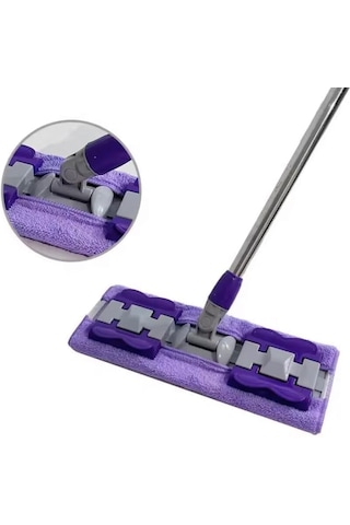 Nobera Mandallı Mop Seti + 1 Yedek Bez - Yüzey Temizleme Havlusu Uyumlu 80-125 Cm Ayarlanabilir Sap