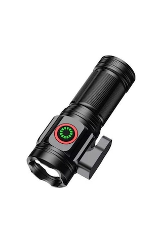 Güç Göstergesi İle Güçlü Usb Şarj Edilebilir Mini Led El Feneri Pd-7007 Siyah