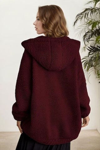 Aclassics Peluş Kuzu Kıvırcık Torba Cepli Kolej Mont Siyah Ks2526 Bordo