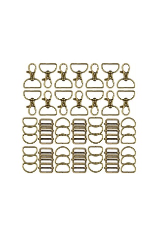 Fochsia 56 Parça Çanta Aparatı Seti 14 Antik Bronz Anahtarlık 21 D Halkası 21 Sürgülü Kulp