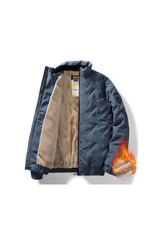 Sımıcg Erkek Kışlık Kalınlaştırılmış Polar Ceket-mavi Mavi