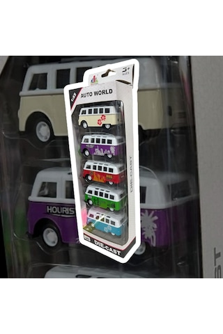 Dıe Cast Auto World 1:55 Ölçek Volkswagen Van Samba 5 Li Set