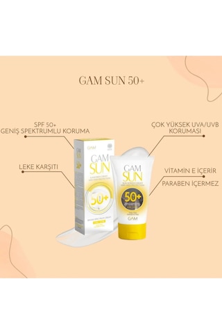 GAAM SUN Leke Karşıtı Yüksek Uva/Uvb Koruma E Vitamini İçeren Güneş Kremi SPF50+ 50 ML