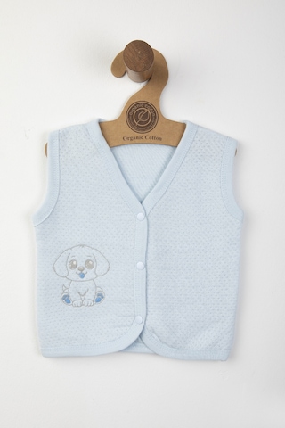 Baby Shez %100 Organik Pamuklu Yenidoğan Kız Erkek Bebek Yelek Mevsimlik 3-6 6-9 9-12 Ay Mavi