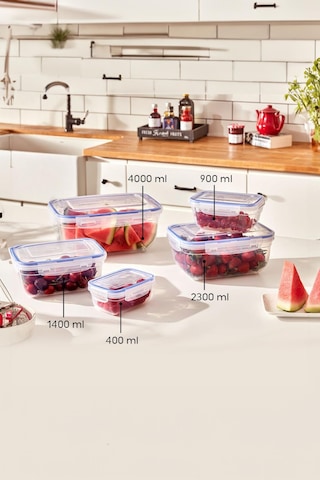 Dikdörtgen 10 Parça Contalı Vakumlu Sızdırmaz Hava Almaz Saklama Kabı Seti 2x 4000/2300/1400/900/400 Ml Şeffaf - Beyaz