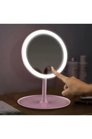 Dokunmatik Led Işıklı Makyaj Aynası - Usb Bağlantılı Açık Bej