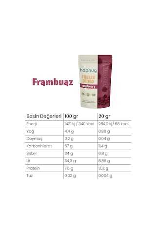 10'lu Paket Freeze Dried Frambuaz - Dondurularak Kurutulmuş Frambuaz 20g X 10 1 Adet