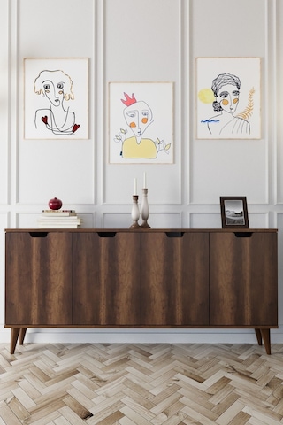 Elegant 4 Kapaklı Dekoratif Konsol Barok Ceviz