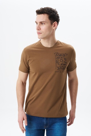 AR-MA Arma Erkek Regular Fit Baskılı Süprem Bisiklet Yaka Tişört Y29344453602 Kahverengi