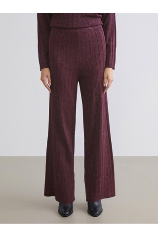 Lcwaıkıkı Classic Mürdüm Beli Lastikli Geniş Paça Kadın Triko Pantolon