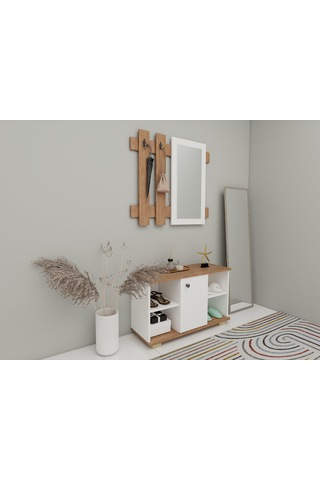 Edessa Ayakkabı/antre Hol Dolabı Marbellak.beyaz Renk Kahverengi - Beyaz