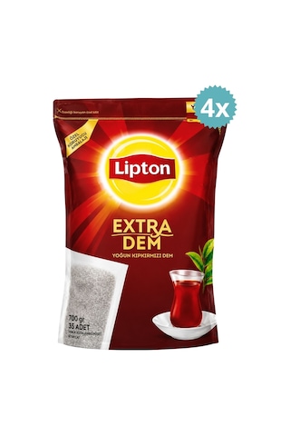 Lipton Extra Dem Siyah Çay 700 Gr 35'li Demlik Poşet Çay Yoğun Kıpkırmızı Dem Kilitli Paket X 4 Adet