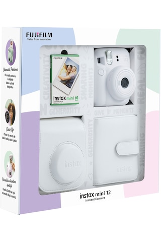 Fujifilm İnstax Mini 12 Fotoğraf Makinesi + 10'lu Film + Kare Albüm + Deri Kılıf Seti