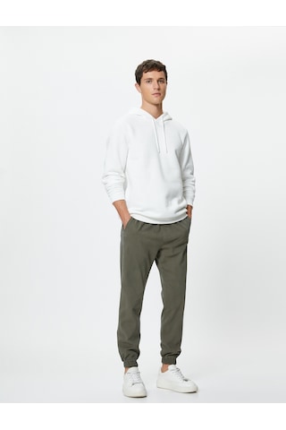 Koton Basic Kapşonlu Sweatshirt Uzun Kollu Ribanalı Beyaz 4sam70001mk Beyaz