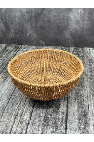 Yuvarlak Hasır Servis Sunumluk Sepet Organizer Düzenleyici Ekmekl Hasır