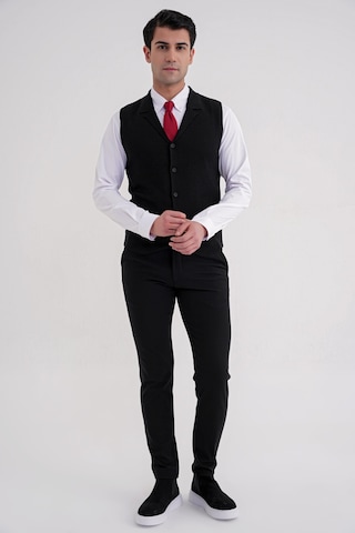 Slim Fit Ceket Yaka Düğmeli Siyah Yünlü Triko Yelek Try 012 Siyah