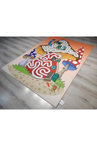 Doğuş 3Boyutlu Halı 3D-918 Mantar Ev 140X200Cm Çocuk Halısı Çok Renkli