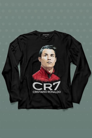 Cr7 Cristiano Ronaldo Manchester United Uzun Kollu Tişört Baskılı T-shirt 001
